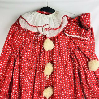 Vintage Adult Clown Costume 3 Piece Red White Blue Large Neck Ruffle Hat