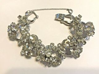 Vintage Delizza Elster Juliana Clear Rhinestone Five Link Wire Over Bracelet 3