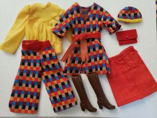 Htf Vintage Barbie Fashion Originals 9424 Gauchos - Tunic - Blouse - Hat - Boots - Skirt