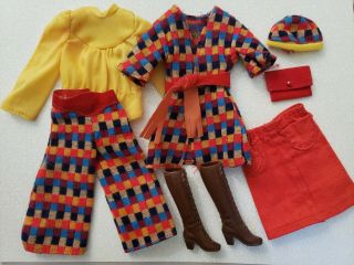 HTF Vintage Barbie Fashion Originals 9424 Gauchos - Tunic - Blouse - Hat - Boots - Skirt 2