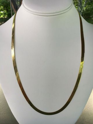 Vintage 14k Yellow Gold Herringbone Chain Necklace 22 "