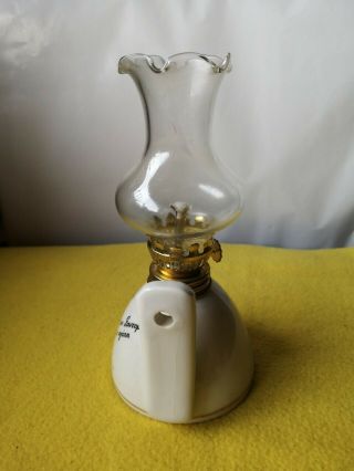 Santorini porcelain and glass hand - painted vintage oil lamp souvenir Greece 3