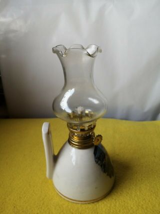 Santorini porcelain and glass hand - painted vintage oil lamp souvenir Greece 4