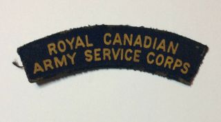 Rare Ww2 Canada Canvas Rcasc Shoulder Flash Title Army Service Corps