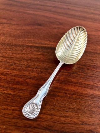 Rare Form Durgin Co.  Sterling Silver Tea Caddy Spoon Leaf Bowl: Shell Pattern