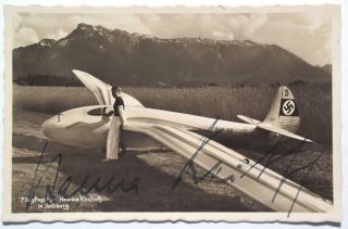 Hanna Reitsch German Aviation Pioneer 1st Female Test Pilot Autograph  Rare 7