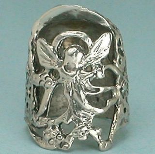 Vintage Sterling Silver Fairy Design Thimble Late 20th Century