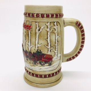 Vintage 1981 Budweiser Bud Snowy Woodland Stein Cs50 2nd Holiday Beer Stein