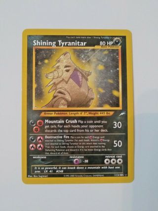 Vintage Shining Tyranitar 113/105 Holo Neo Destiny,  Rare Pokemon Card