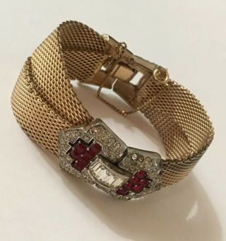 (inv 336) - Gorgeous Ruby " Art Deco " Bracelet - Boucher