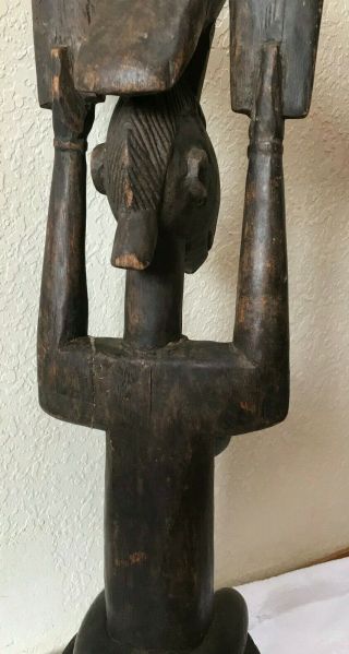 African Senufo Woman w/Hornbill Primitave Ivory Coast Mali Hand Carved Very Rare 10