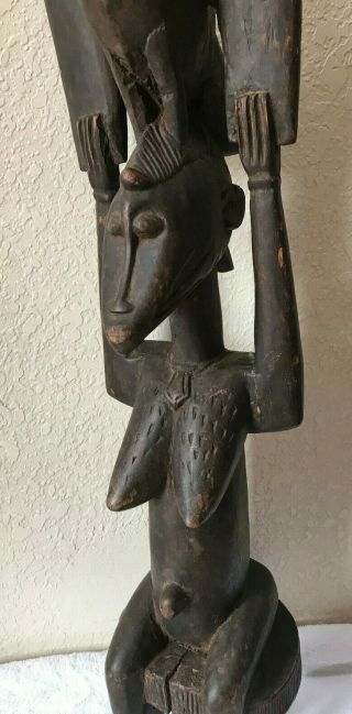 African Senufo Woman w/Hornbill Primitave Ivory Coast Mali Hand Carved Very Rare 5