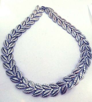 Vintage Danecraft Sterling Silver Leaf Necklace 16 " Long -