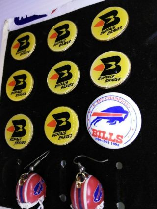 Vintage Buffalo Braves NBA Pin Buffalo Bills Earrings Football Hamlet York 4