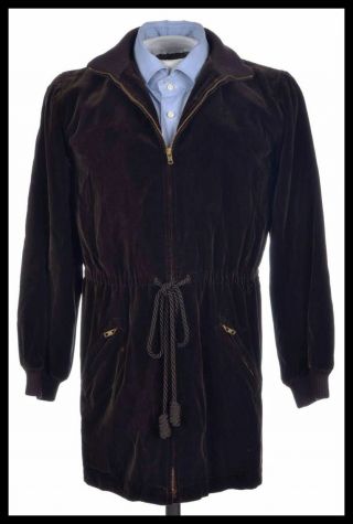 Saint Laurent Rive Gauche Vintage Vtg Brown Cotton Womens Jacket Coat - Size 40