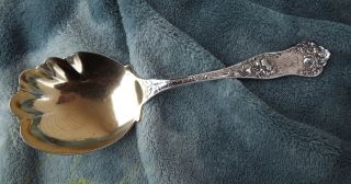 American Beauty By Shiebler 7 3/8 " Sterling Serving Spoon Gold Vermeil Mono
