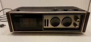 Panasonic Rc - 7469 Flip Clock Radio Vintage Wooden Sides