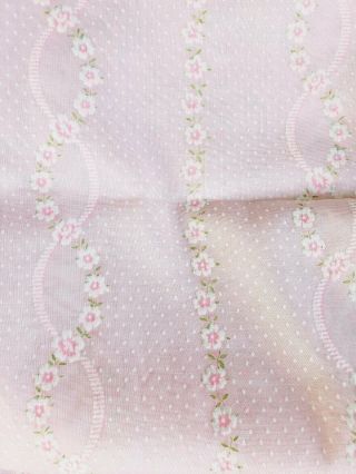 Vintage Flocked Fabric Pink Floral 3 Yards Dolls Clothes Dresses Baby Sewing