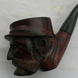 RARE Vintage Estate Tobacco Pipe Hand Made Carved Wood Figural Old Sailor Man NR 2