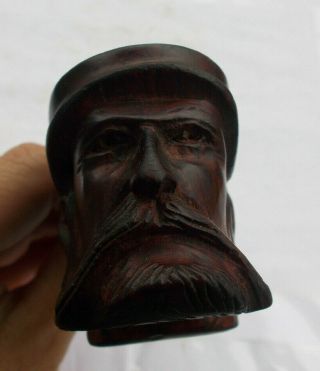 RARE Vintage Estate Tobacco Pipe Hand Made Carved Wood Figural Old Sailor Man NR 4
