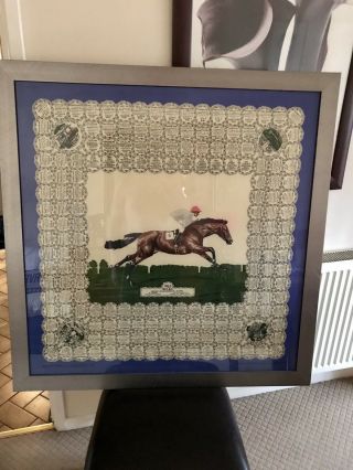 Rare Horse Silk Scarf Proffesionally Framed Relko 1963 Epsom Derby Winner Dupre