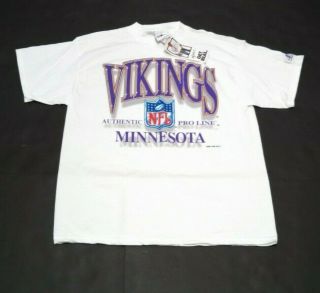 Mens Vintage Minnesota Vikings T - Shirt Large Old Stock 1996 Logo Athletic
