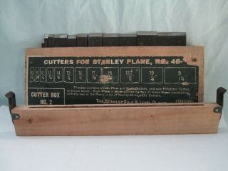 Antique Vintage Stanley Plane No 45 Cutter Box No 2 W/12 Blades Sweetheart