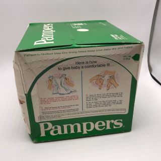 Vintage 1978 Pampers Diapers 24ct Green Box 16 - 23lbs Extra Absorbent NOS 2