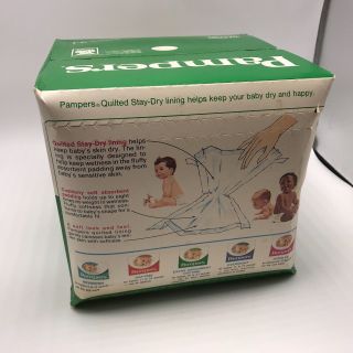 Vintage 1978 Pampers Diapers 24ct Green Box 16 - 23lbs Extra Absorbent NOS 3