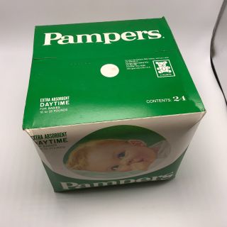 Vintage 1978 Pampers Diapers 24ct Green Box 16 - 23lbs Extra Absorbent NOS 5