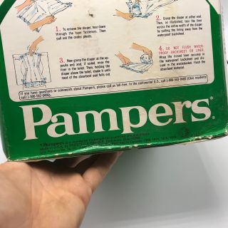 Vintage 1978 Pampers Diapers 24ct Green Box 16 - 23lbs Extra Absorbent NOS 7