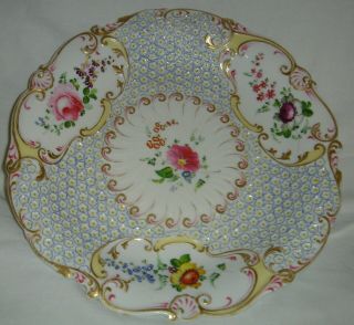 STUNNING QUALITY ANTIQUE 19thC H.  R.  DANIEL DINNER PLATE H/PAINTED FLOWERS 4630 3