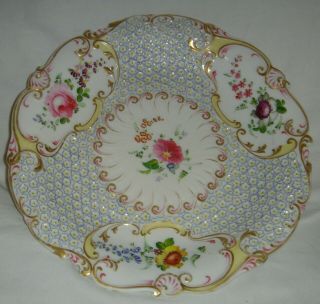 STUNNING QUALITY ANTIQUE 19thC H.  R.  DANIEL DINNER PLATE H/PAINTED FLOWERS 4630 4