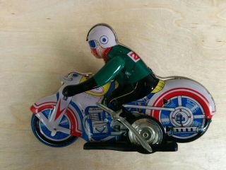 Ms - 702 Wind Up Tin Toy Motorcycle & Rider