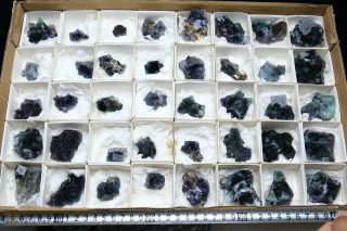 40pcs Rare Blue " Phantom " Fluorite Crystal Mineral Specimen/china