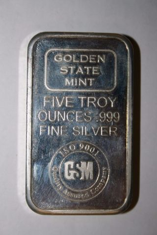 Vintage 5 Oz Silver Bar Golden State