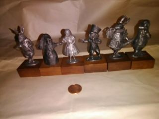 Vintage Pewter Fancy Alice In Wonderland Figurines Malverne Ny Disney L.  Carroll