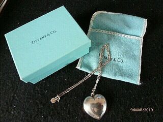 Tiffany Vintage 1976 Sterling Silver 1 " X 1 " Puffed Heart,  16 " Silver Chain