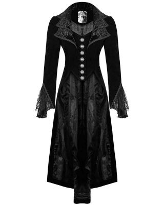 Punk Rave Jacket Frock Coat Black Velvet Gothic Steampunk Vtg Victorian Regency