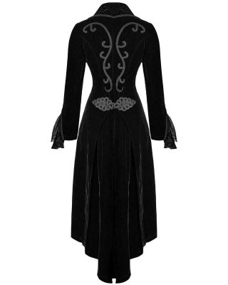 Punk Rave Jacket Frock Coat Black Velvet Gothic Steampunk VTG Victorian Regency 2