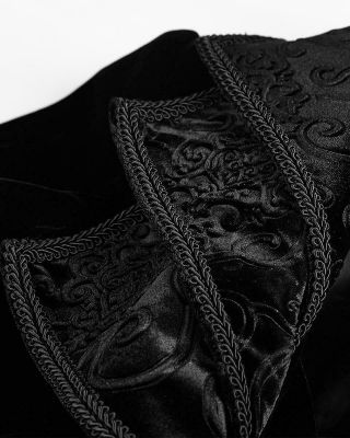 Punk Rave Jacket Frock Coat Black Velvet Gothic Steampunk VTG Victorian Regency 8