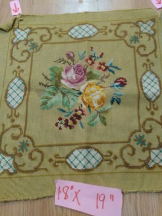 Vintage Needlepoint 5 Chair Covers Wool Yellow Floral different sizes 5