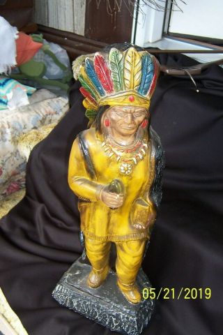 Vintage Chalk Native American Indian Chief Cigar Store Statue
