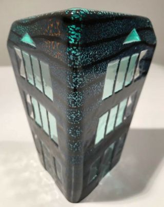 Jose’ Chardiet Flat Iron Building Sculpture Art Glass 6” Signed Rare From Estate