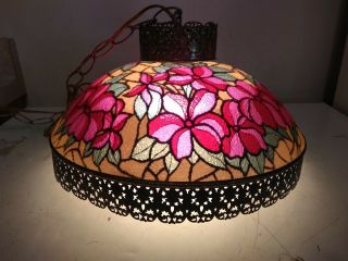 Vintage Glass Chandelier Vintage Tiffany Style Lamp Shade Hanging Mid Century