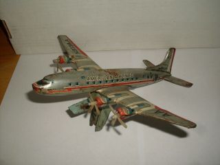 American Airlines Aa Tin Toy Airplane Dc7 Japan Vintage
