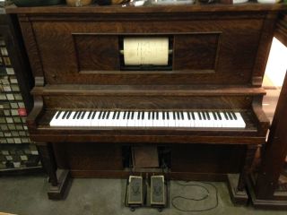 Bush And Gerts Chicago Vintage 88 Key Player Piano With Music Rolls