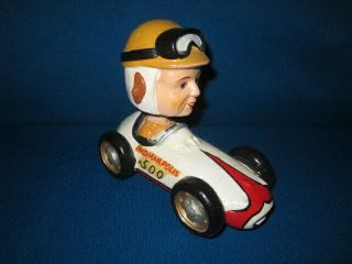 Vintage 1950s/60s Rare Indy Indianapolis 500 Race Car & Driver Bobble Head Xlnt