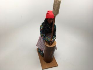 Signed RICHARD & BERDINA CROWE Wood Cherokee Native American Woman & Child Doll 2