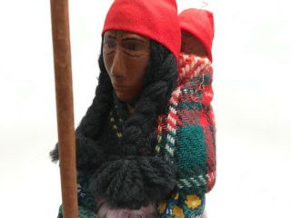 Signed RICHARD & BERDINA CROWE Wood Cherokee Native American Woman & Child Doll 8